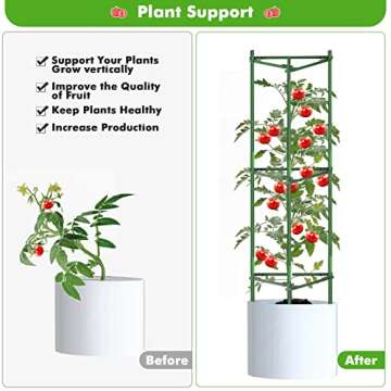 Tetutor 3 Pack Tomato Cages Plant Support Cages for Garden, Assembled Tomato Cages Heavy Duty Tomato Stake, Plant Cage Tomatoes Cages Vegetable Trellis for Pots Climbing Plants 48 inches