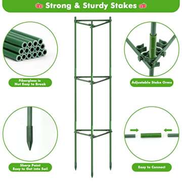 Tetutor 3 Pack Tomato Cages Plant Support Cages for Garden, Assembled Tomato Cages Heavy Duty Tomato Stake, Plant Cage Tomatoes Cages Vegetable Trellis for Pots Climbing Plants 48 inches