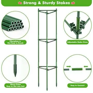 Tetutor 3 Pack Tomato Cages Plant Support Cages for Garden, Assembled Tomato Cages Heavy Duty Tomato Stake, Plant Cage Tomatoes Cages Vegetable Trellis for Pots Climbing Plants 48 inches