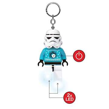 LEGO Star Wars - Large 3 Inch Tall Figure Keychain Light - Stormtrooper Holiday Ugly Sweater (KE174H)