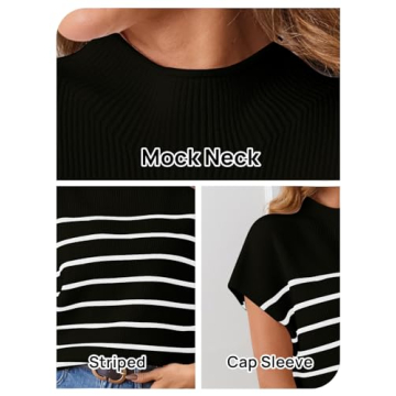MEROKEETY Mock Neck Stripe Sweater Vest - Soft & Chic