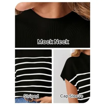 MEROKEETY Mock Neck Stripe Sweater Vest - Soft & Chic
