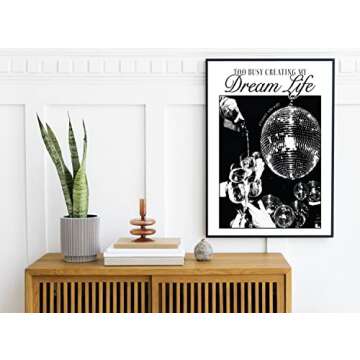 Black and White Disco Ball Tequila Decor - 12x16 Inches Set of 1 Party Decor Poster & Prints - Black Wall Art - Quotes Wall Decor - Aesthetic Room Decor - Bart Cart Cute Room Decor - Vintage Wall Art