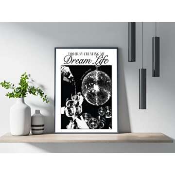 Black and White Disco Ball Tequila Decor - 12x16 Inches Set of 1 Party Decor Poster & Prints - Black Wall Art - Quotes Wall Decor - Aesthetic Room Decor - Bart Cart Cute Room Decor - Vintage Wall Art