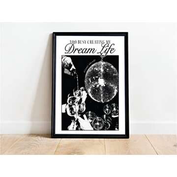 Black and White Disco Ball Tequila Decor - 12x16 Inches Set of 1 Party Decor Poster & Prints - Black Wall Art - Quotes Wall Decor - Aesthetic Room Decor - Bart Cart Cute Room Decor - Vintage Wall Art