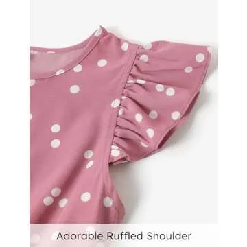 PATPAT Girl Summer Dress Button Ruffle Sleeveless Bowknot Belt Girls Casual Dress Pink Polka 9-10 Years