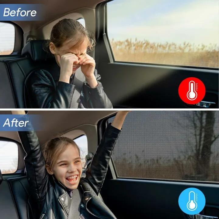 Car Window Shades - Breathable Mesh Sunshades for Cars