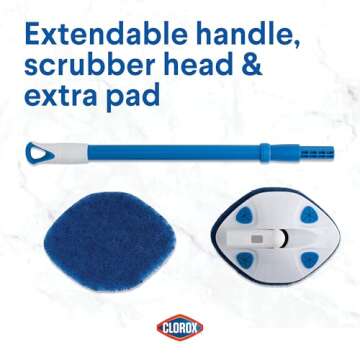 Clorox Extendable Tub and Tile Scrubber with Extra Pad