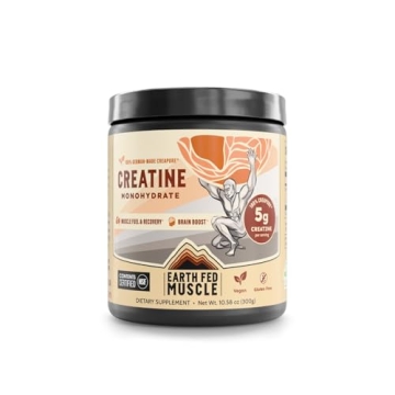 Earth Fed Muscle Transcend Creatine Monohydrate - Pure German Creapure Supplement for Muscle Recover...