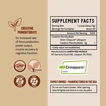 Earth Fed Muscle Creatine - 100% Pure German Creapure