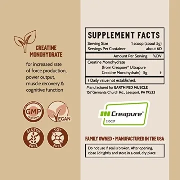 Earth Fed Muscle Creatine - 100% Pure German Creapure