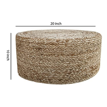 S & L Homes Pouf Ottoman - Stylish Natural Jute Footrest