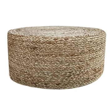 S & L Homes Pouf Ottoman - Stylish Natural Jute Footrest