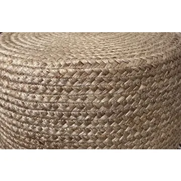 S & L Homes Pouf Ottoman - Stylish Natural Jute Footrest