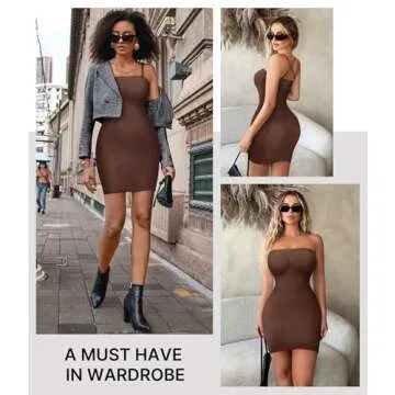 Nebility Strapless Shapewear Slip for Women Tummy Control Body Shaper Under Dress Seamless Lingerie with Removable Straps (US, Alpha, Medium, Large, Regular, Regular, Chocolate Brown)