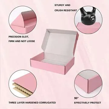DERZIFUN Pink Shipping Boxes for Small Business Packaging