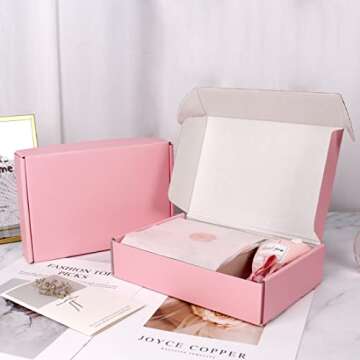 DERZIFUN Pink Shipping Boxes for Small Business Packaging