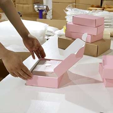 DERZIFUN Pink Shipping Boxes for Small Business Packaging