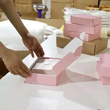 DERZIFUN Pink Shipping Boxes for Small Business Packaging