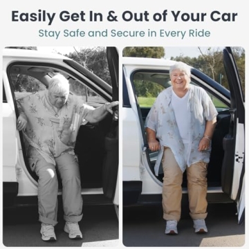 PELEGON Car Door Handle for Elderly - Mobility Aid 2 Pack with Anti-Slip Grip and Steel Hook