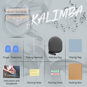 YUNDIE Clear Acrylic 17 Keys Kalimba Thumb Piano Beginners