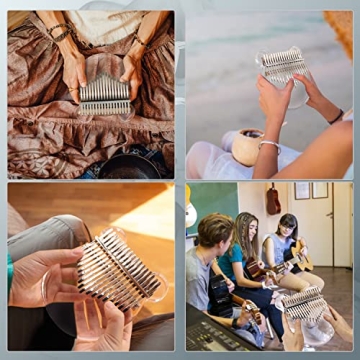 YUNDIE Clear Acrylic 17 Keys Kalimba Thumb Piano Beginners