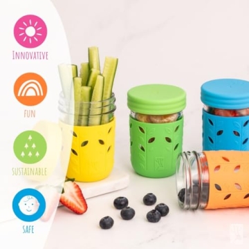 Durable Elk and Friends Kids Mason Jar Cups with Straws