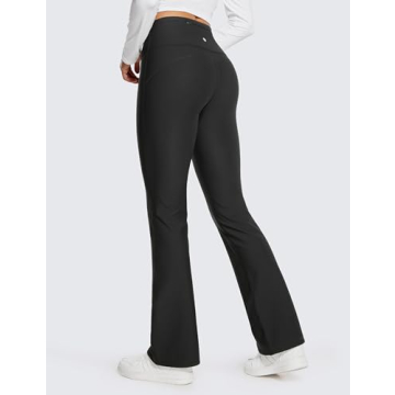 CRZ YOGA Womens Fleece Lined Flare Leggings 31" Bootcut Yoga Pants Tummy Control Winter Thermal Warm Soft Casual Lounge Pants Black Medium