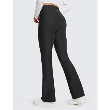 CRZ YOGA Womens Fleece Lined Flare Leggings 31" Bootcut Yoga Pants Tummy Control Winter Thermal Warm Soft Casual Lounge Pants Black Medium