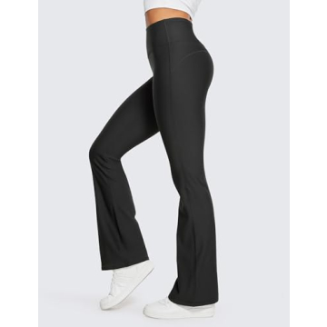CRZ YOGA Womens Fleece Lined Flare Leggings 31" Bootcut Yoga Pants Tummy Control Winter Thermal Warm Soft Casual Lounge Pants Black Medium
