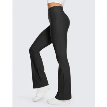 CRZ YOGA Womens Fleece Lined Flare Leggings 31" Bootcut Yoga Pants Tummy Control Winter Thermal Warm Soft Casual Lounge Pants Black Medium