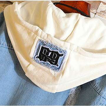 Unisex Long Sleeve Hooded Denim Jacket Ripped Casual Trucker Denim Jacket Top Halloween Costume (blue, M)