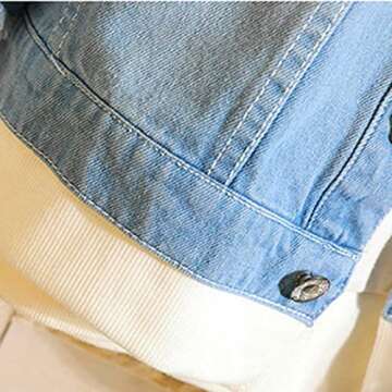 Unisex Long Sleeve Hooded Denim Jacket Ripped Casual Trucker Denim Jacket Top Halloween Costume (blue, M)