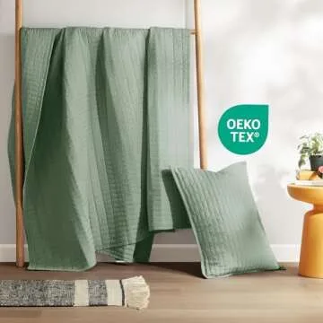 Comfort Spaces Kienna Quilt Set-Luxury Double Sided Stitching Design Summer Blanket, Lightweight, Soft, All Season Bedding Layer, Matching Sham, Seafoam, Coverlet Twin/Twin XL(66"x90") 2 Piece