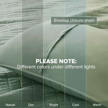 Comfort Spaces Kienna Quilt Set-Luxury Double Sided Stitching Design Summer Blanket, Lightweight, Soft, All Season Bedding Layer, Matching Sham, Seafoam, Coverlet Twin/Twin XL(66"x90") 2 Piece