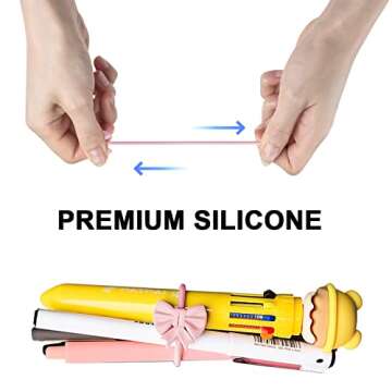 Nearockle 10Pcs Reusable Silicone Twist Cable Ties, Colorful Cable Straps for Bundling and Organizing, Cable Manager Keeper Straps Clips in Home, Office, School(Pink, Blue, White, Grey, Black,)