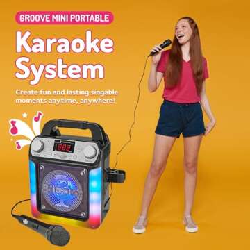 Singing Machine Portable Karaoke Machine with Wired Mic, Bluetooth, LED Lights - For Adults & Kids