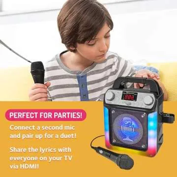 Singing Machine Portable Karaoke Machine with Wired Mic, Bluetooth, LED Lights - For Adults & Kids