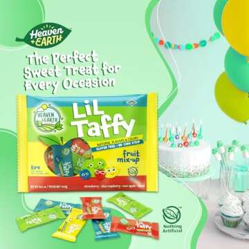 Heaven & Earth Lil Taffy Fruit Mix (Approx. 40 Count) | Dye Free Candy | Natural Colors & Flavors | No High Fructose Corn Syrup | Gluten Free |Dye Free | Nothing Artificial | Goody Bag and Pinata Fillers | Kosher