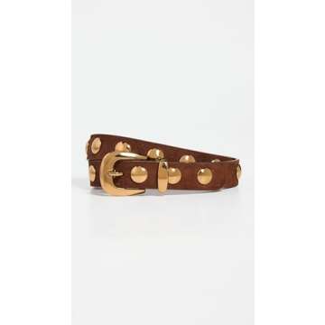 Madewell Women's Essentials Western Studded Belt, Soft Mahogany, Brown, L