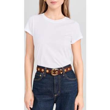 Madewell Women's Essentials Western Studded Belt, Soft Mahogany, Brown, L