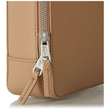 Lacoste Men's Leather Vertical Camera Crossover Crossbody Bag, Peanut, One Size