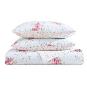 Shabby Chic® Queen Quilt Set - Reversible Cotton Bedding with Matching Shams for All Seasons