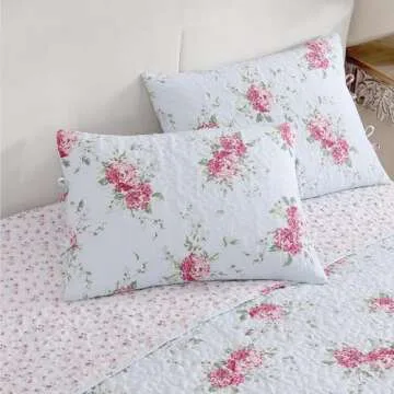 Shabby Chic Queen Quilt Set for All Seasons - Chloe Blue