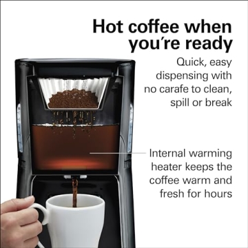 Hamilton Beach One Press Programmable Dispensing Drip Coffee Maker with 12 Cup Internal Brew Pot, Water Reservoir, Black with Chrome (48464)