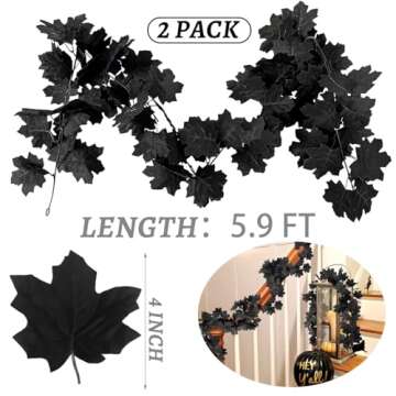 Black Maple Leaf Garland for Halloween and Thanksgiving Decor