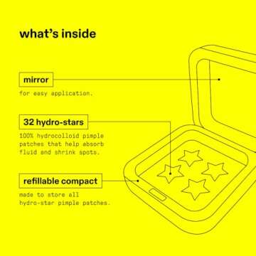 Starface Hydro-Star Hydrocolloid Pimple Patches (32 ct) with Big Yellow Compact and Lift Off Pore Strips for Blackheads and Clogged Pores (8 ct)