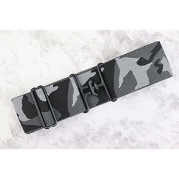 Heads Up Apparel 2 inch Equestrian Elastic Belt with black surcingle buckle Invisible, No show buckle. Equestrian Gift (Camo)