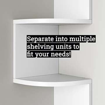 Greenco Corner Shelf, 5 Tier Floating Shelves for Wall - Room Decor Storage Solution for Offices, Bedrooms, Bathrooms, Kitchens, and Dorm Rooms - Home Decor - Natural Finish