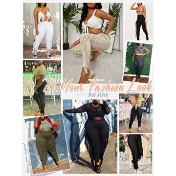 Stylish EQQZD Womens Fringe Pants for Yoga & Casual Wear